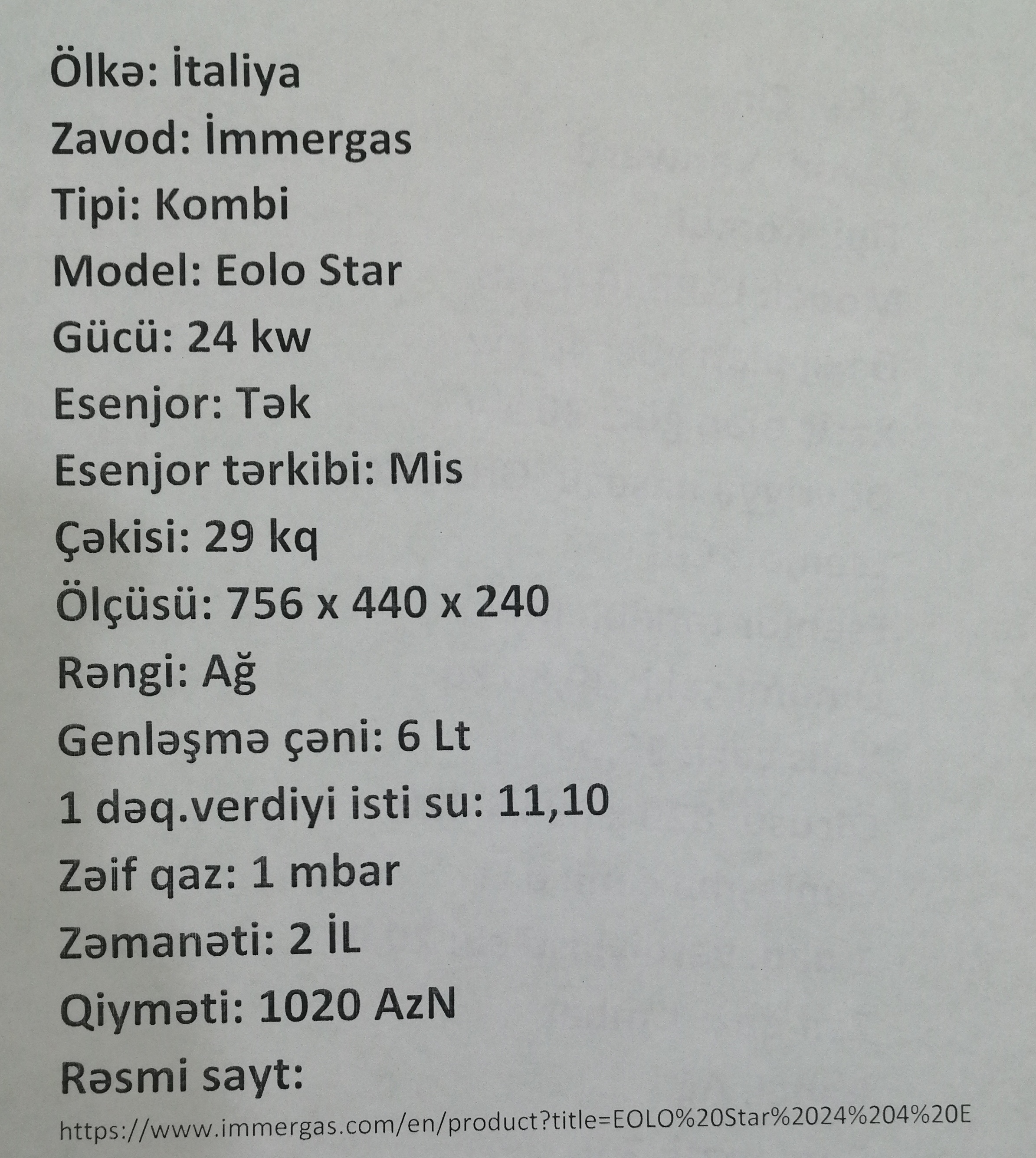 Immergas Eolo Star 24 kw